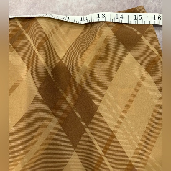Lauren Ralph Lauren  M Women  100% Silk Brown Plaid Skirt Light and Airy New - Picture 11 of 14